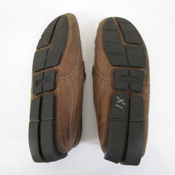 Clarks Collection Cushion Ortholite Brown Leather Loafers Slip On Dress Shoes 11